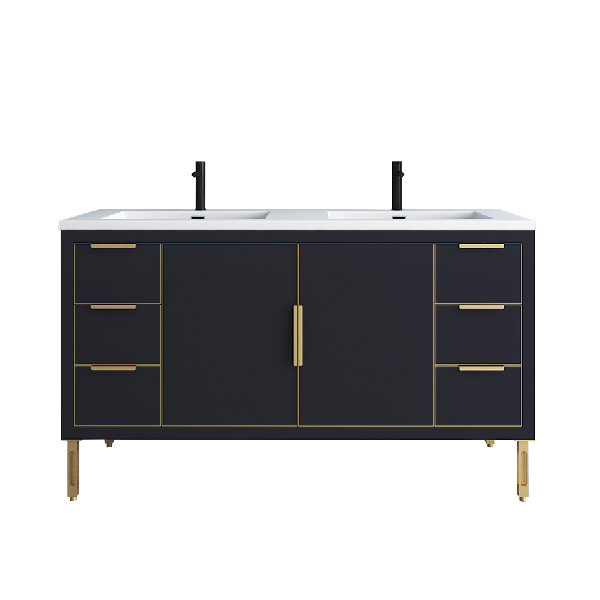 Maronite Freestanding Bathroom Vanity With Acrylic Sink Top, Doors & Drawers