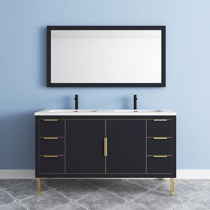 Maronite Freestanding Bathroom Vanity With Acrylic Sink Top, Doors & Drawers