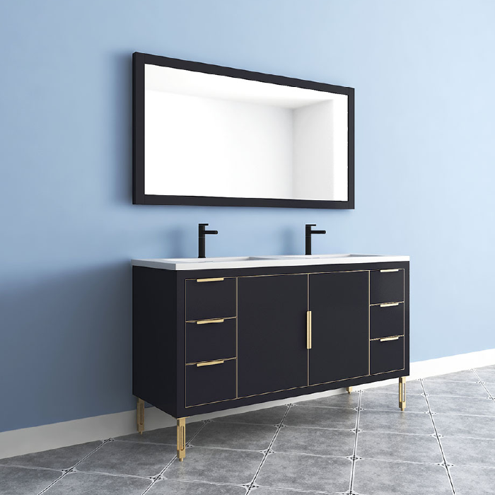 Maronite Freestanding Bathroom Vanity With Acrylic Sink Top, Doors & Drawers