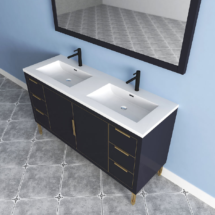 Maronite Freestanding Bathroom Vanity With Acrylic Sink Top, Doors & Drawers