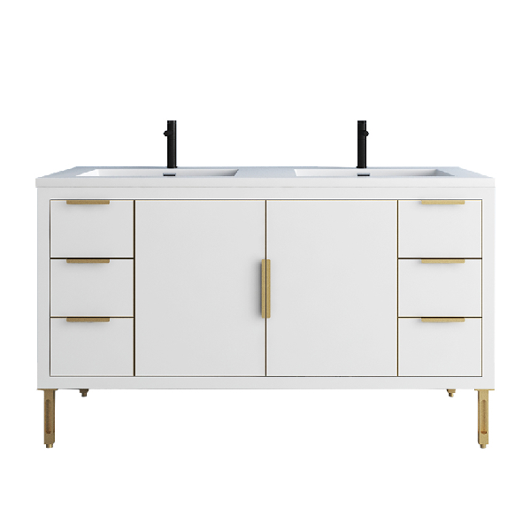 Maronite Freestanding Bathroom Vanity With Acrylic Sink Top, Doors & Drawers