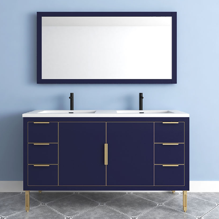 Maronite Freestanding Bathroom Vanity With Acrylic Sink Top, Doors & Drawers