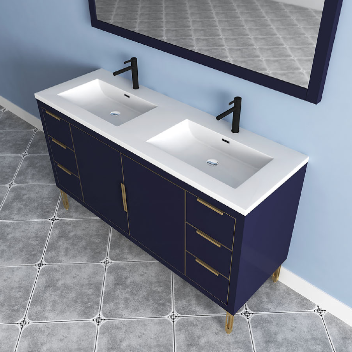 Maronite Freestanding Bathroom Vanity With Acrylic Sink Top, Doors & Drawers