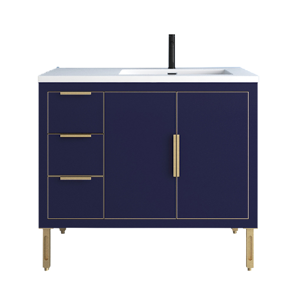 Maronite Freestanding Bathroom Vanity With Acrylic Sink Top, Doors & Drawers