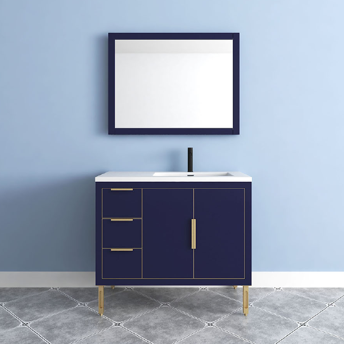 Maronite Freestanding Bathroom Vanity With Acrylic Sink Top, Doors & Drawers