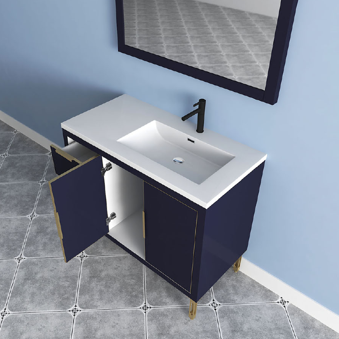 Maronite Freestanding Bathroom Vanity With Acrylic Sink Top, Doors & Drawers