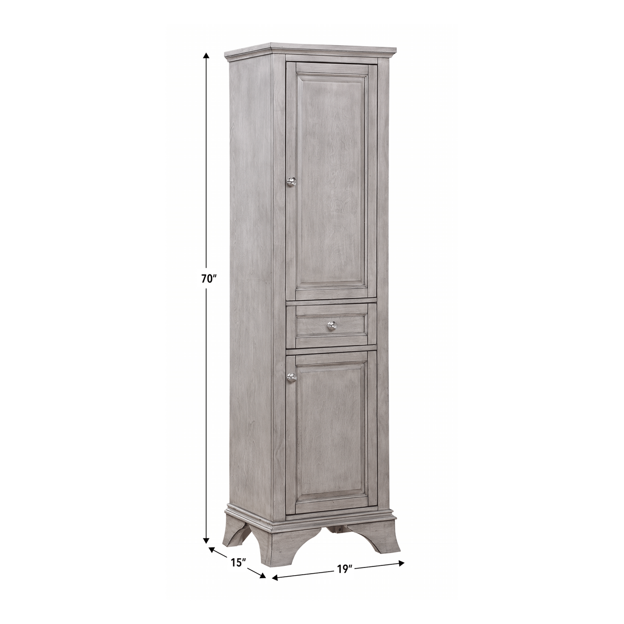 Wainwright Traditional Freestanding Bathroom Linen Side Cabinet With Soft Closing Doors & Drawer