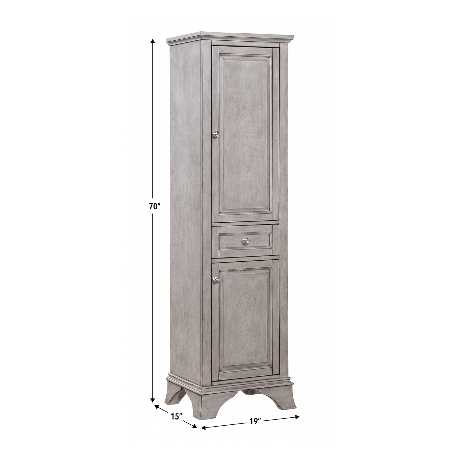 Wainwright Traditional Freestanding Bathroom Linen Side Cabinet With Soft Closing Doors & Drawer
