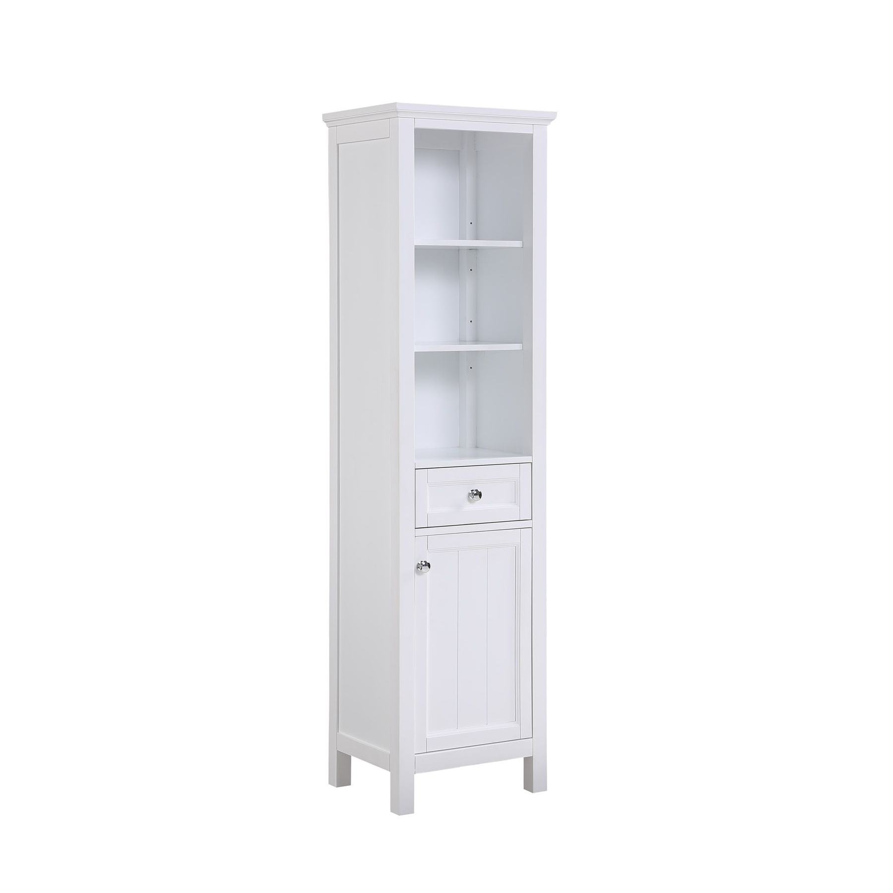 Tall Bathroom Storage Cabinet with Glass Doors,Open Compartment Adjustable  Shelves, Bathroom Kitchen Large Linen Cabinet, White 