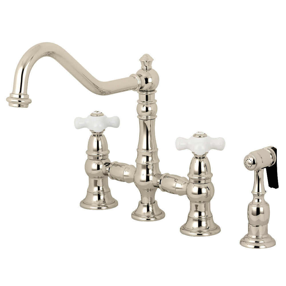 Restoration 8" Bridge Kitchen Faucet With Sprayer, 1.8 GPM Flow Rate