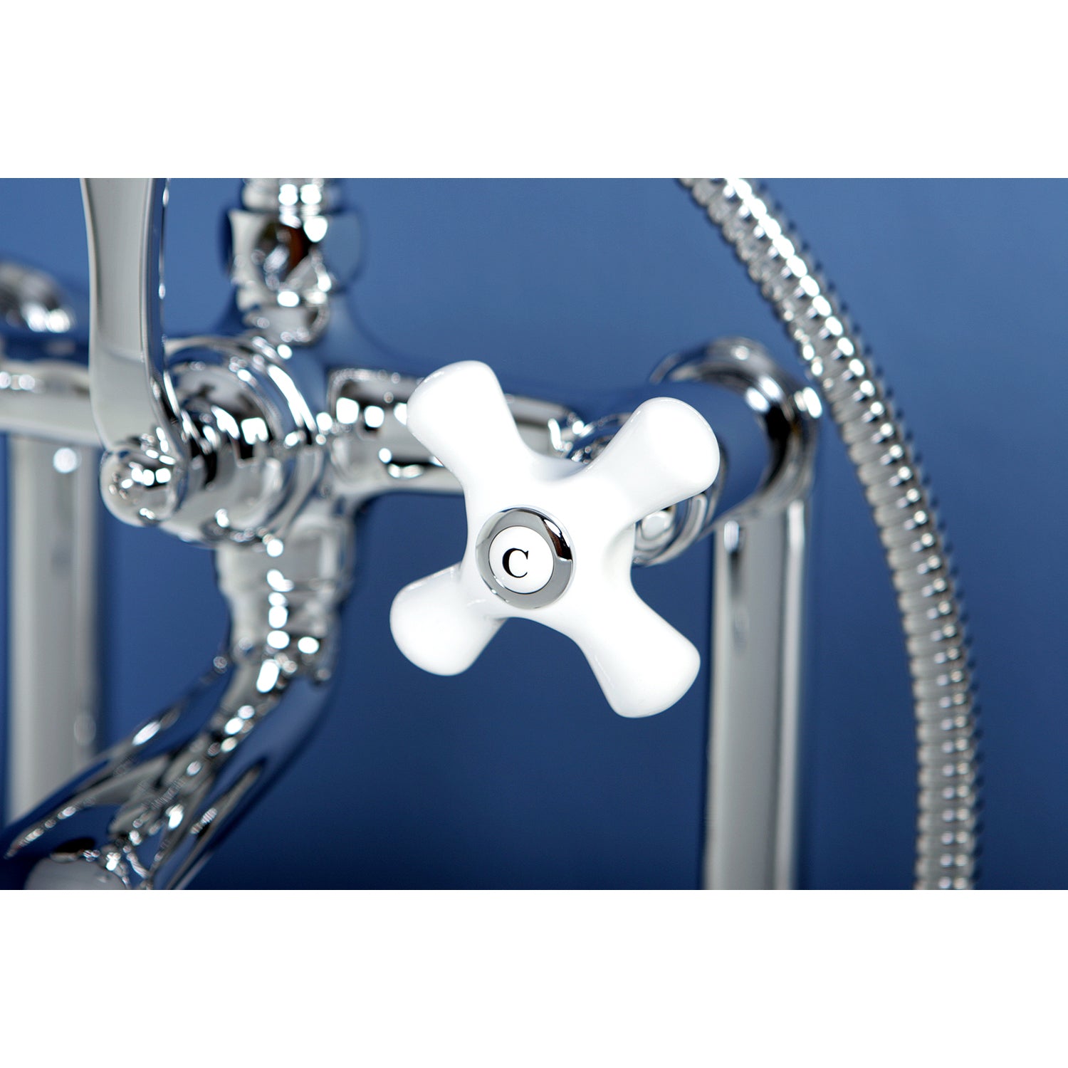 Vintage 7" Deck Mount Clawfoot Tub Filler With Hand Shower