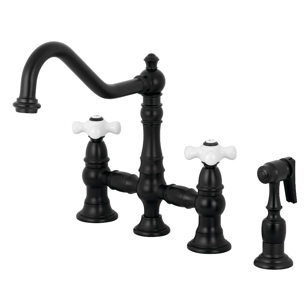Restoration 8" Bridge Kitchen Faucet With Sprayer, 1.8 GPM Flow Rate