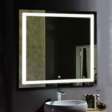 36 x 36 Inch LED Light Bathroom Vanity Mirror, Inner Window Style Lighted Vanity Mirror Includes Defogger Touch Switch Controls