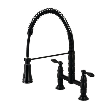 Two-Handle Deck-Mount Pull-Down Sprayer Kitchen Faucet