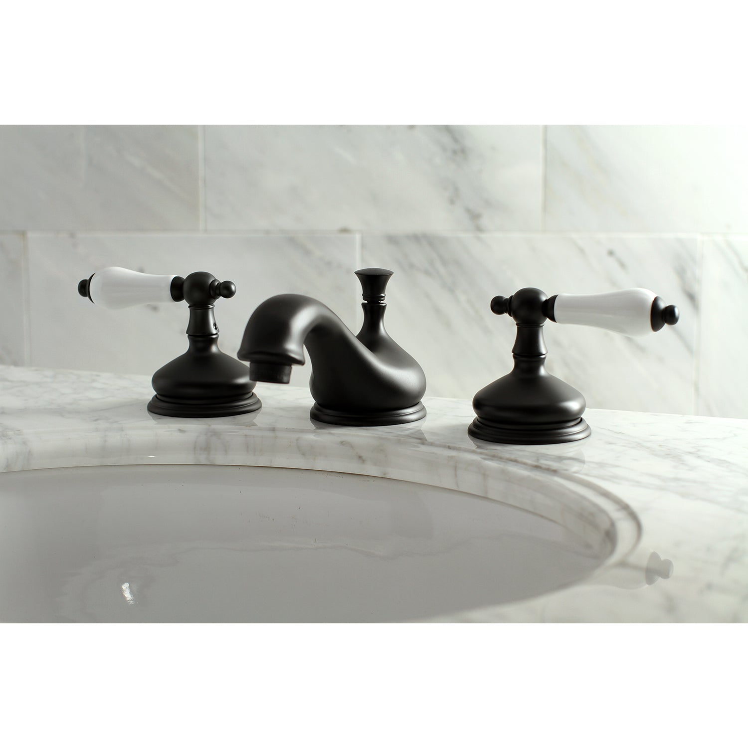 Heritage Widespread Lavatory Faucet W/ Porcelain Lever Handle