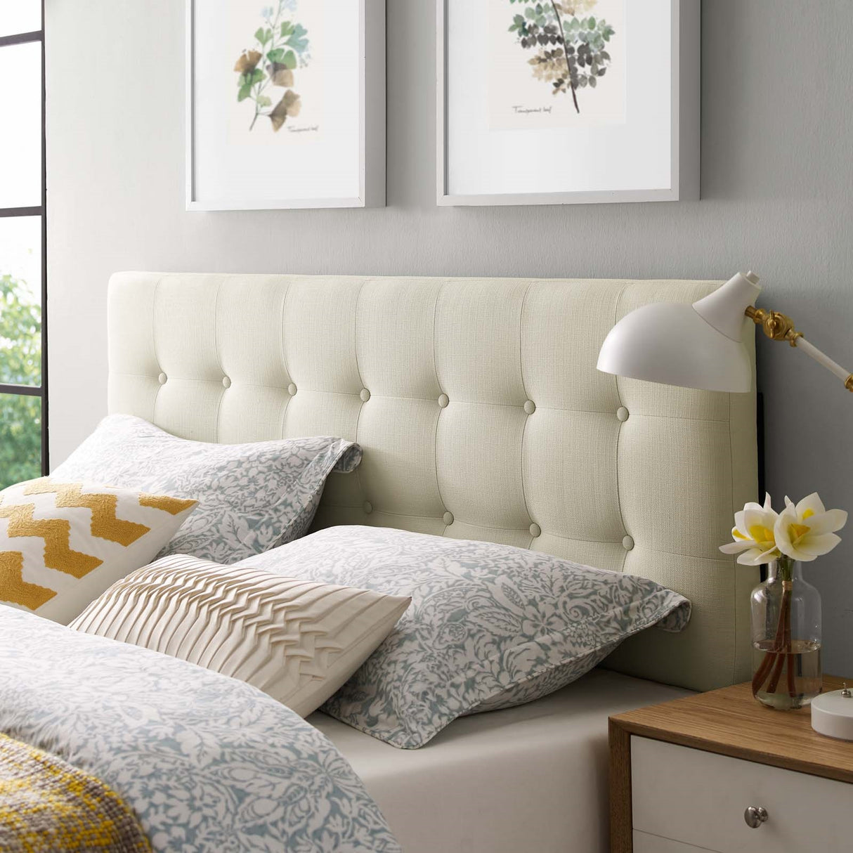 Modern Emily Tufted Performance Headboard - Farmhouse Style Bed Headboard - BUILDMYPLACE