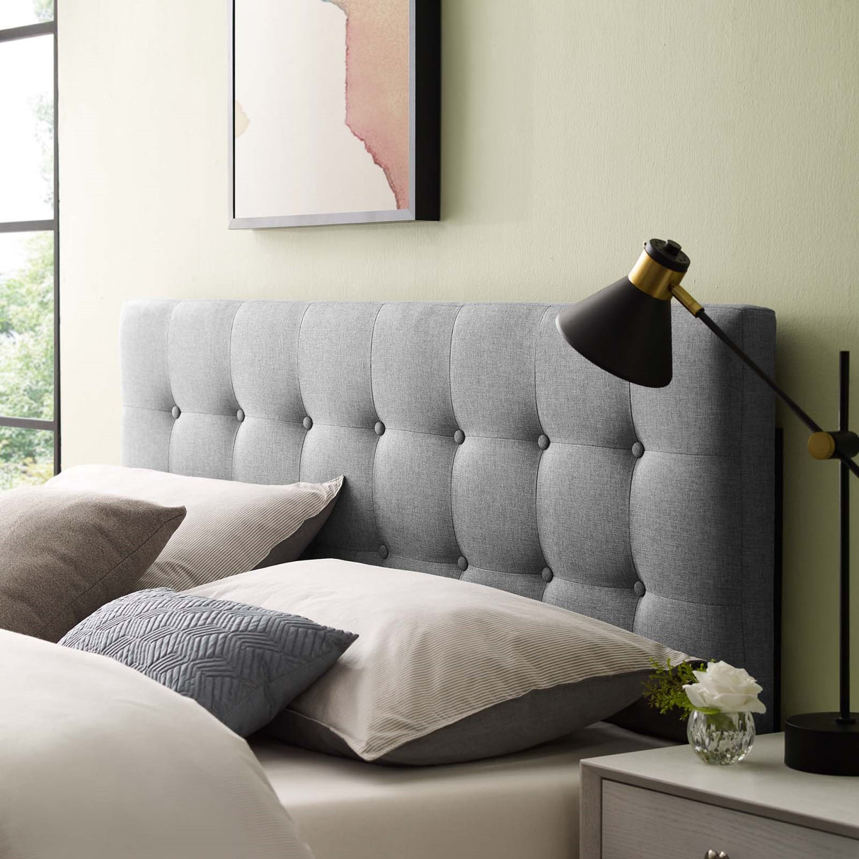 Modern Emily Tufted Performance Headboard - Farmhouse Style Bed Headboard - BUILDMYPLACE