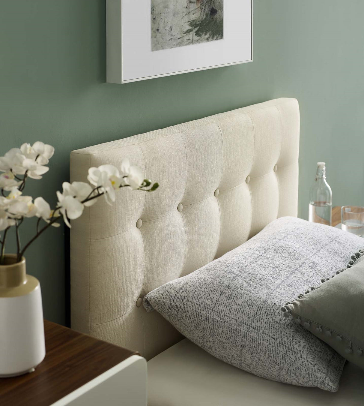 Modern Emily Tufted Performance Headboard - Farmhouse Style Bed Headboard - BUILDMYPLACE