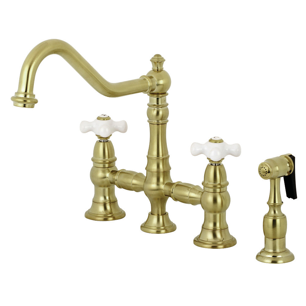 Restoration 8" Bridge Kitchen Faucet With Sprayer, 1.8 GPM Flow Rate