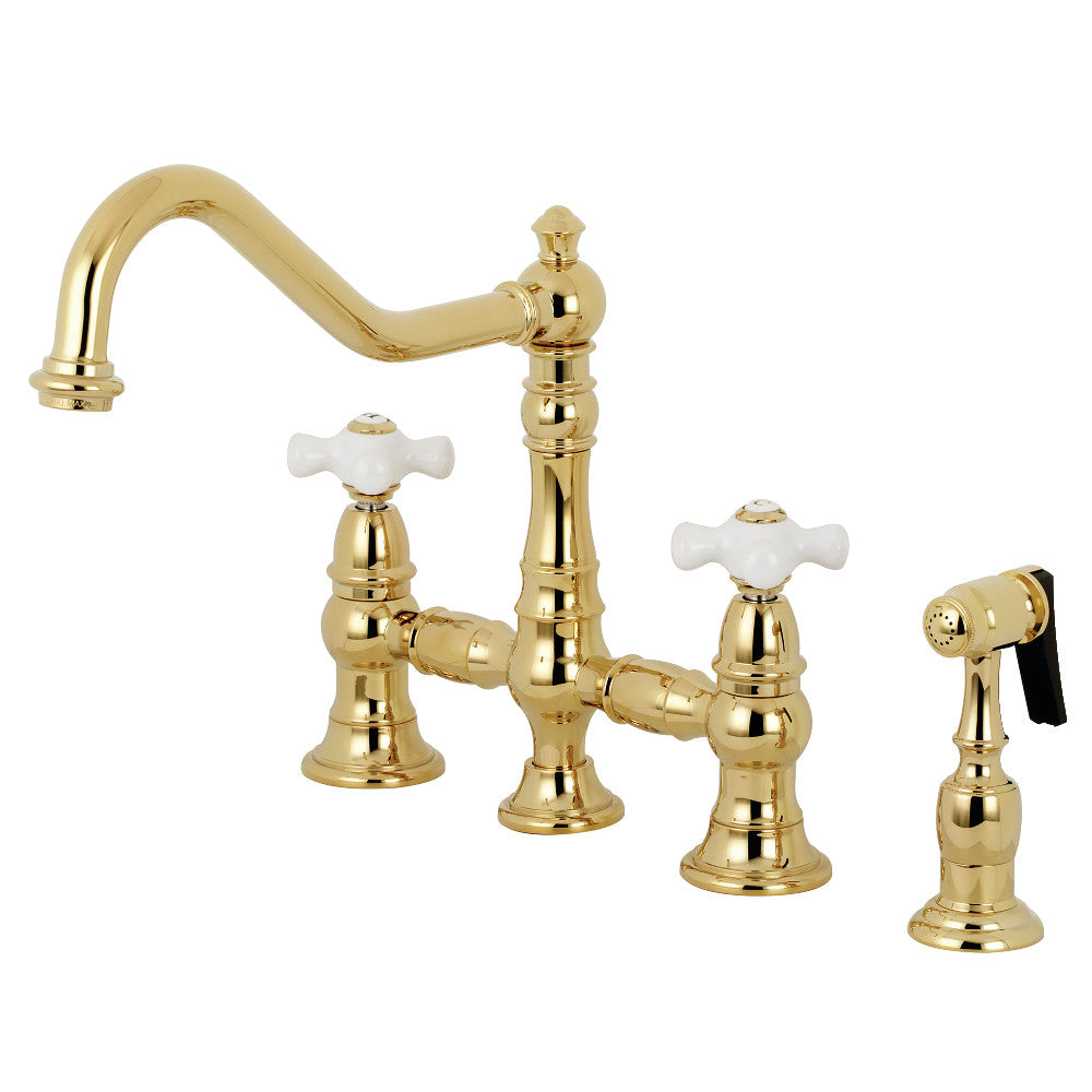 Restoration 8" Bridge Kitchen Faucet With Sprayer, 1.8 GPM Flow Rate