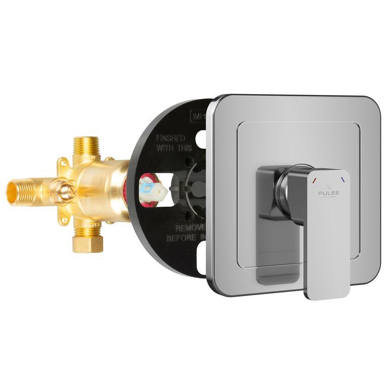 Tru-Temp Mixing Valve - 7.25X 7.25 X 5 -Square - 1/2"Rough-In Valve - Bathroom Plumbing Fixture
