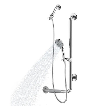 31.5X13.7X3.6 Right-Hand Grip Shower System - Stainless Steel - ADA Compliant - Multi-function Hand Shower