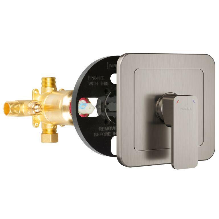 Tru-Temp Mixing Valve - 7.25X 7.25 X 5 -Square - 1/2"Rough-In Valve - Bathroom Plumbing Fixture