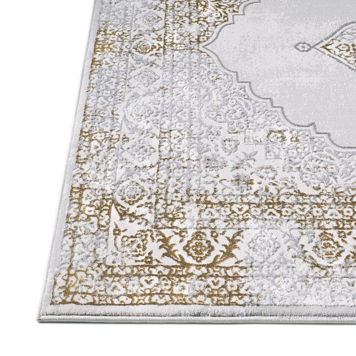 Regency-957 Area Rugs Rectangle Gold Chrome 5-X-7