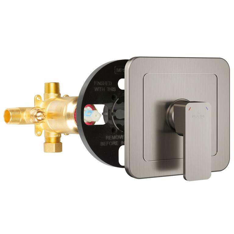 Tru-Temp Mixing Valve - 7.25X 7.25 X 5 -Square - 1/2"Rough-In Valve - Bathroom Plumbing Fixture