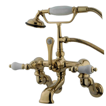 Vintage Adjustable Center Wall Mount Tub Faucet With Hand Shower In 9.75