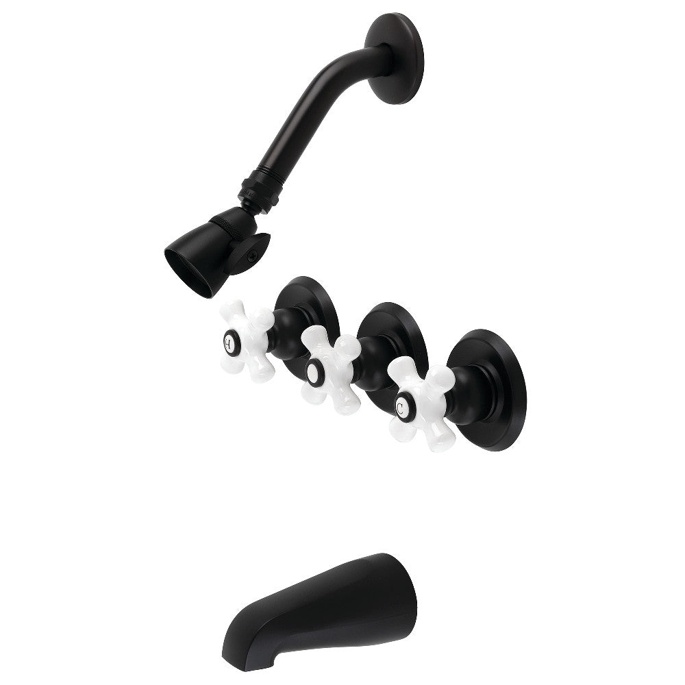 Three Handle Combination Tub & Shower Diverter Faucet