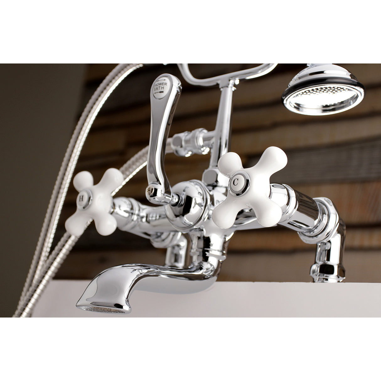 Aqua Vintage 7" Tub Faucet & 2 Hole Installation With Hand Shower