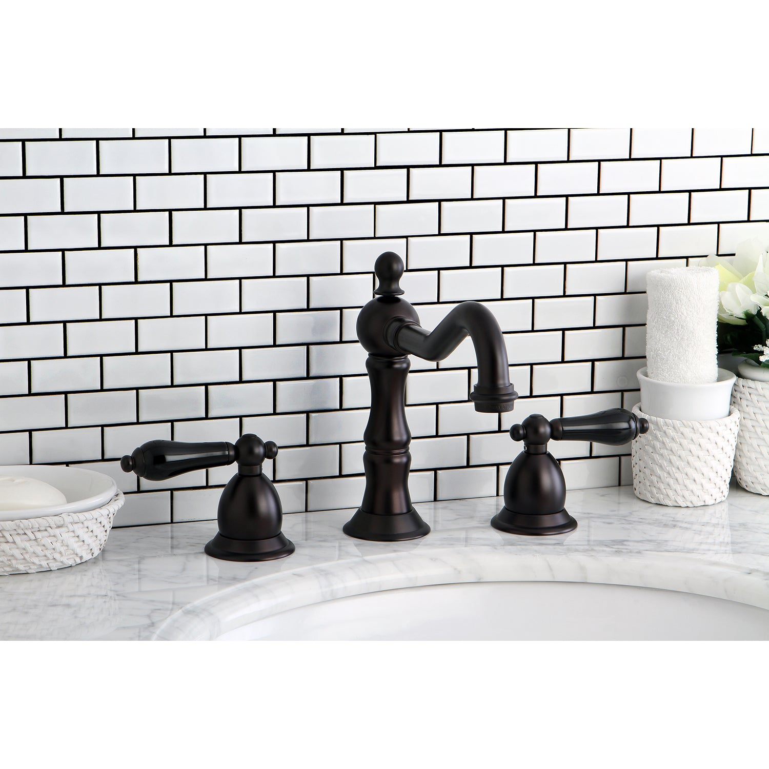 Widespread Bathroom Faucet w/ Brass Pop-Up