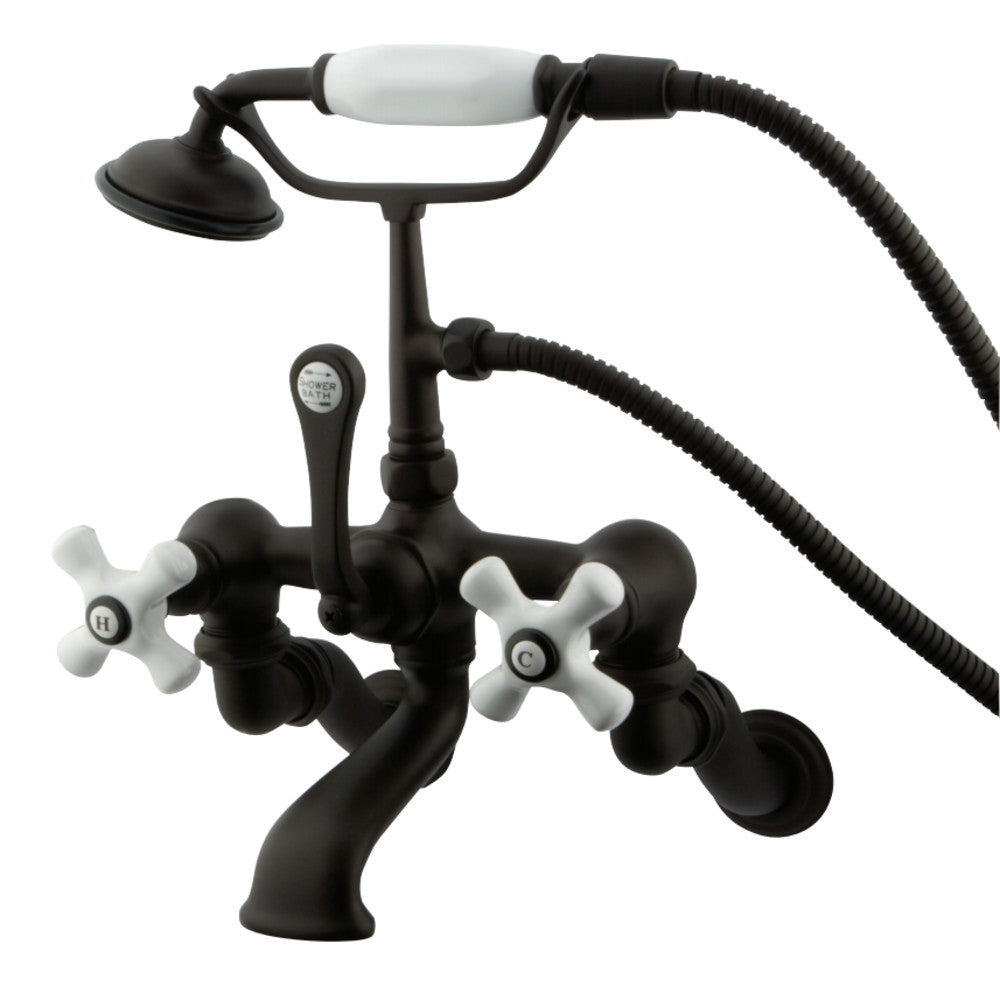 Vintage Wall Mount Clawfoot Tub Faucet with Hand Shower In 9.75" Spout Reach