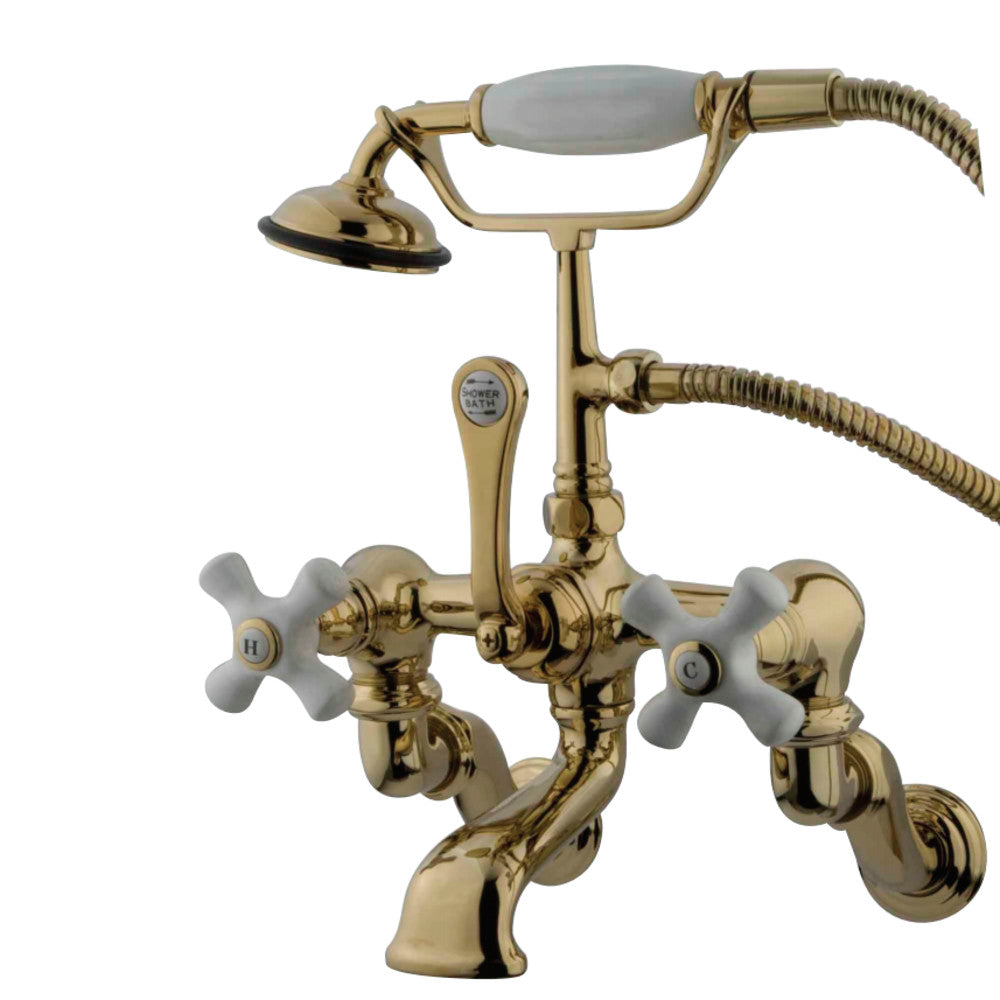 Vintage Wall Mount Clawfoot Tub Faucet with Hand Shower In 9.75" Spout Reach