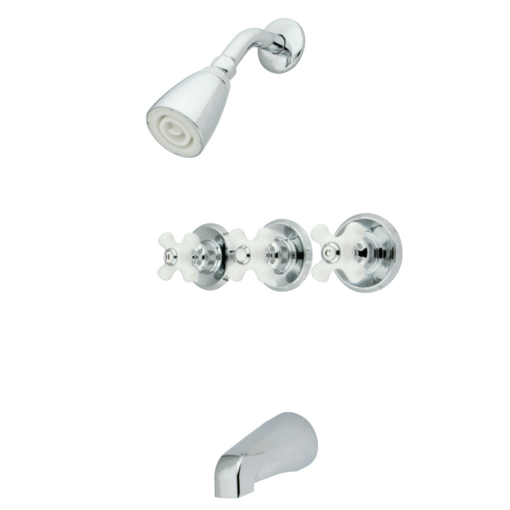 Three Handle Combination Tub & Shower Diverter Faucet
