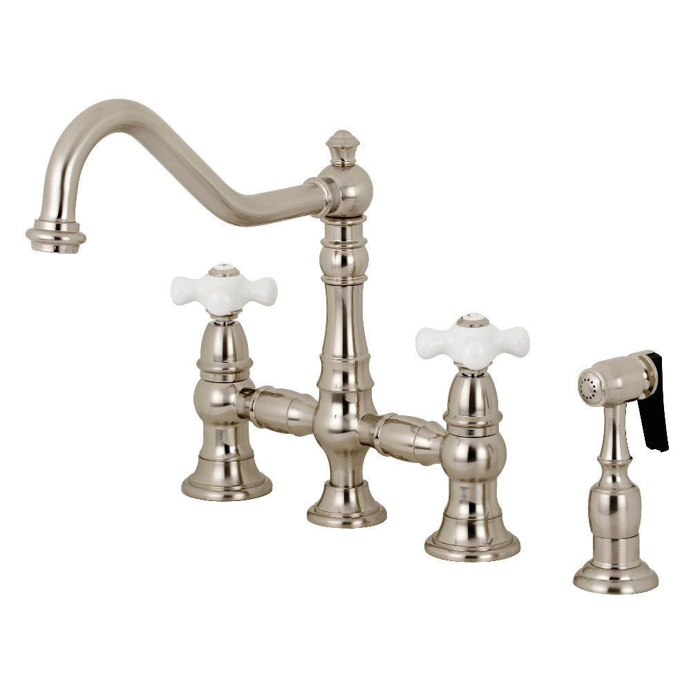 Restoration 8" Bridge Kitchen Faucet With Sprayer, 1.8 GPM Flow Rate