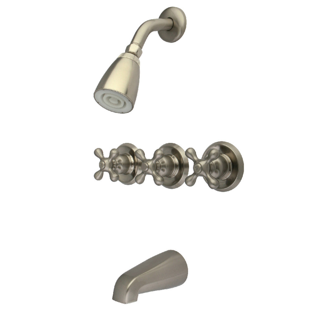 Tub and Shower Faucet With Three Cross Handle In 5" Spout Reach