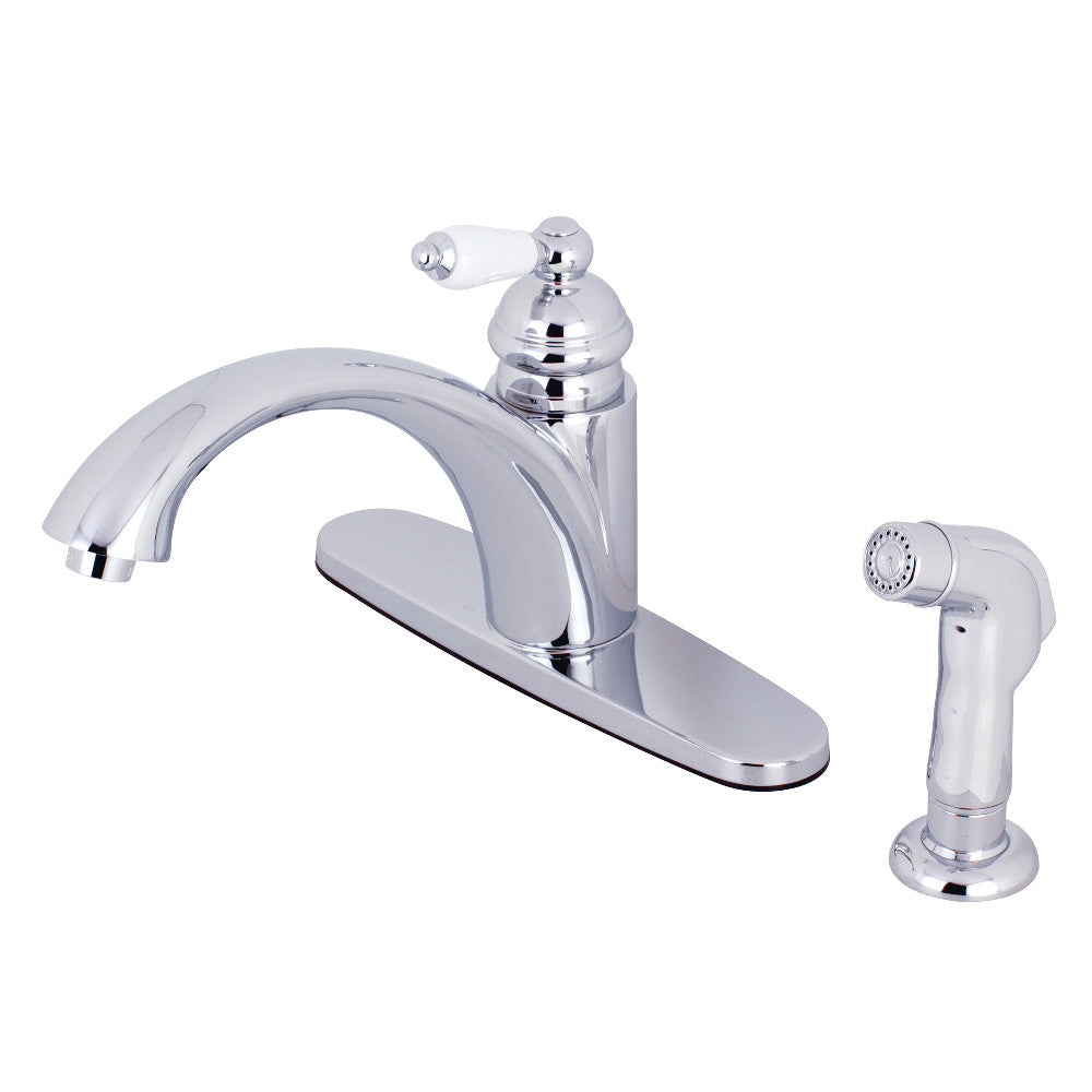 Vintage Single Handle Kitchen Faucet, Polished Chrome, 4.1" Spout Clearence