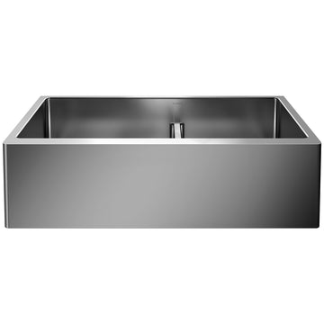 Blanco Quatrus R15 Apron 33 Inch Double Bowl Stainless Steel Farmhouse Sink with Low Divide