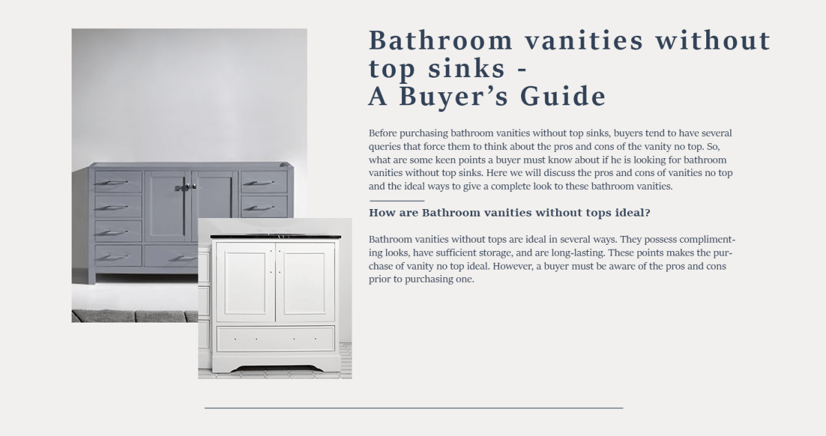 Bathroom Vanities Without Top Sinks - A buyer’s guide - BUILDMYPLACE