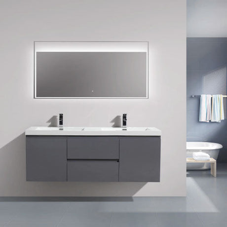 High Gloss Gray Bathroom Vanities With Tops