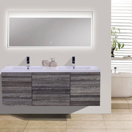 High Gloss Ash Gray Bathroom Vanities With Tops
