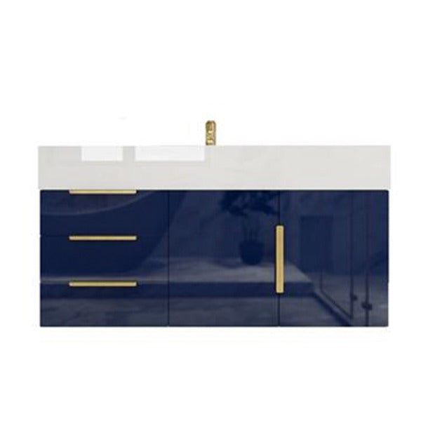 Blossom 42 In. Floating Single Sink Bathroom Vanity With Acrylic Sink Top, Left Side Drawers & Aluminum Alloy Frame