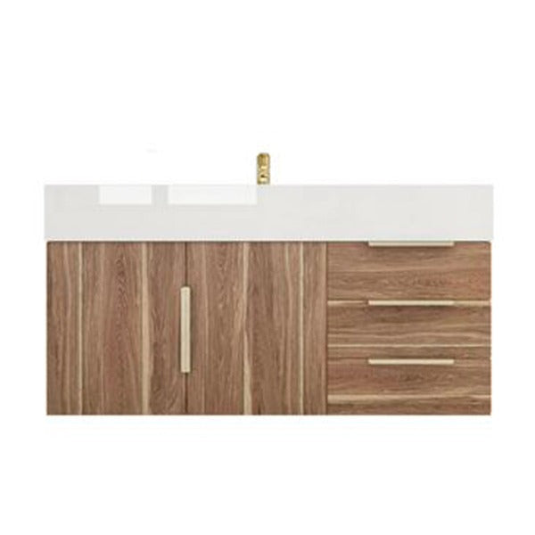 Blossom 42 In. Floating Single Sink Bathroom Vanity With Acrylic Sink Top, Right Side Drawers & Aluminum Alloy Frame
