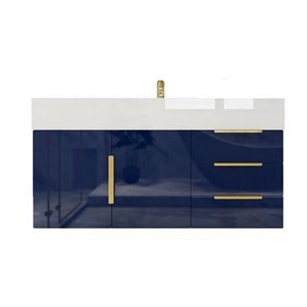 Blossom 42 In. Floating Single Sink Bathroom Vanity With Acrylic Sink Top, Right Side Drawers & Aluminum Alloy Frame