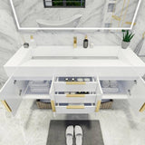 Blossom 60 In. Floating Single Sink Bathroom Vanity With Acrylic Sink Top, Drawers & Aluminum Alloy Frame