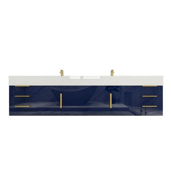 Blossom 84 In. Floating Double Sink Bathroom Vanity With Acrylic Sink Top & Aluminum Alloy Frame
