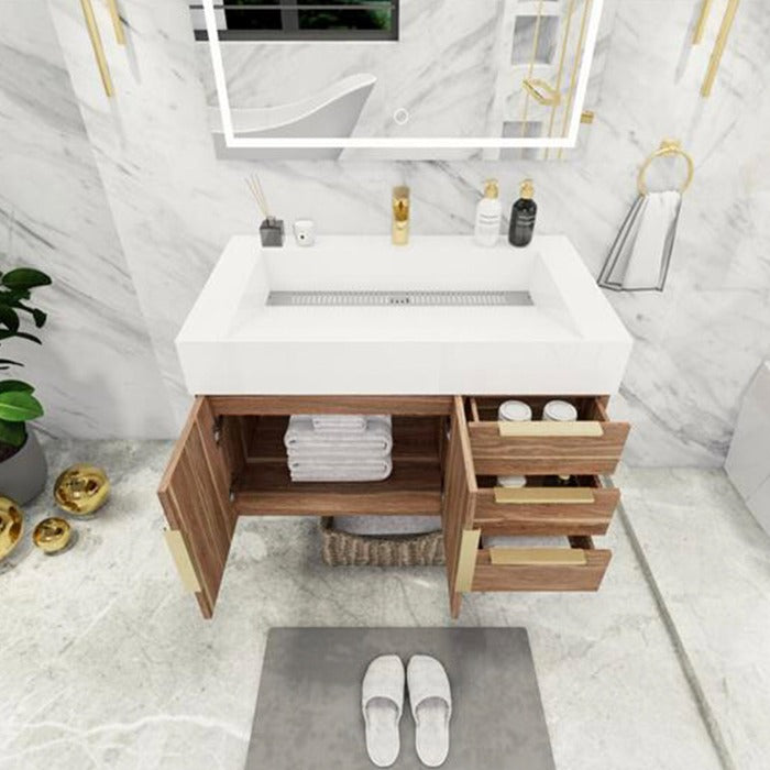 Blossom 36 In. Floating Single Sink Bathroom Vanity With Acrylic Sink Top & Aluminum Alloy Frame