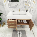 Blossom 42 In. Floating Single Sink Bathroom Vanity With Acrylic Sink Top, Left Side Drawers & Aluminum Alloy Frame